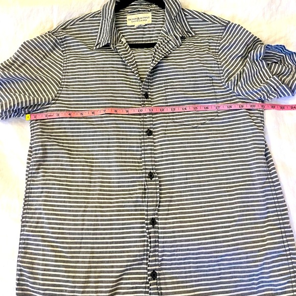 Ralph Lauren Denim & Supply Striped  Button Up Casual Men Shirt White&gray L/G - Picture 10 of 13